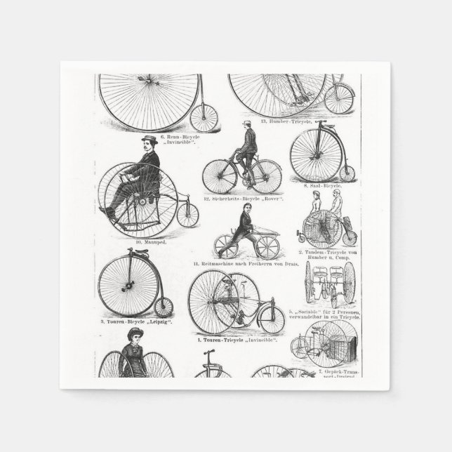 High Wheeler Bicycle Penny Farthing Serviette (Vorderseite)