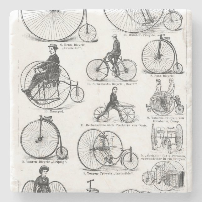 High Wheeler Bicycle Penny Farthing Steinuntersetzer (Vorderseite)
