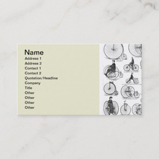 High Wheeler Bicycle Penny Farthing Visitenkarte (Vorderseite)