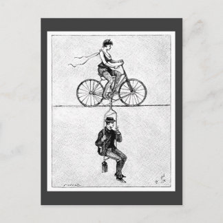 High-Wire Fahrrad - Vintager Circus Cycling Act Postkarte