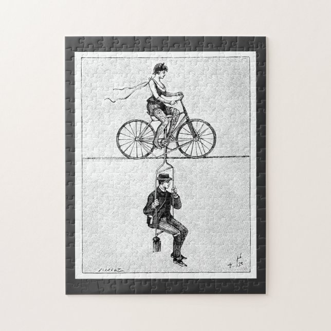 High-Wire-Fahrrad - Vintages Circus Cycling Puzzle (Vertikal)