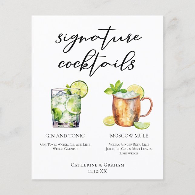 Highball Signature Cocktails Hochzeitmenü (Vorderseite)
