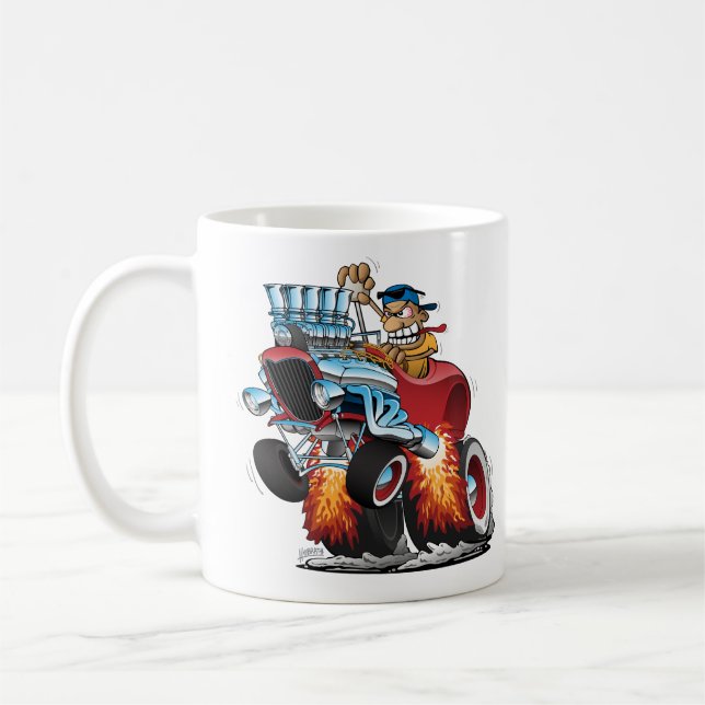Highboy Frisierte Auto Race Car Cartoon Illustrati Kaffeetasse (Links)