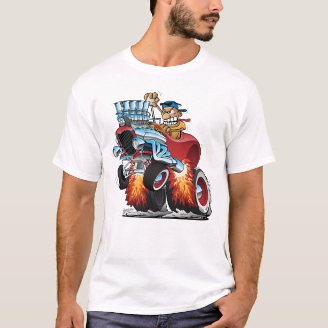 Highboy Frisierte Auto Race Car Cartoon Illustrati T-Shirt (Vorderseite)
