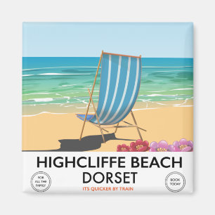 Highcliffe Beach, Dorset Vintage-Zugposter Magnet
