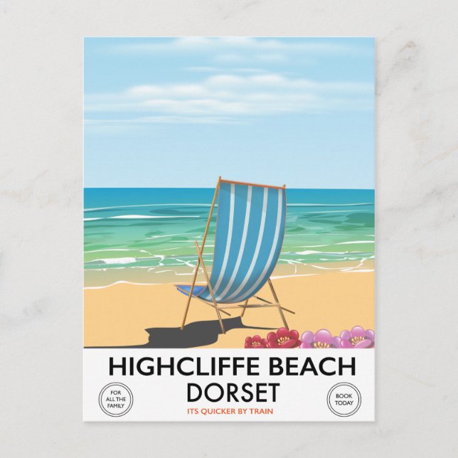 Highcliffe Beach, Dorset Vintages Bahnposter Postkarte (Vorderseite)