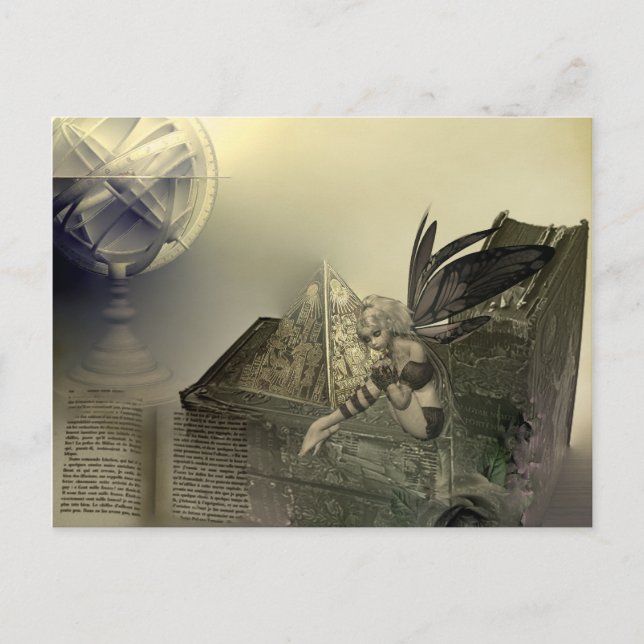Higher Learning Steampunk Fairy Postcard Postkarte (Vorderseite)