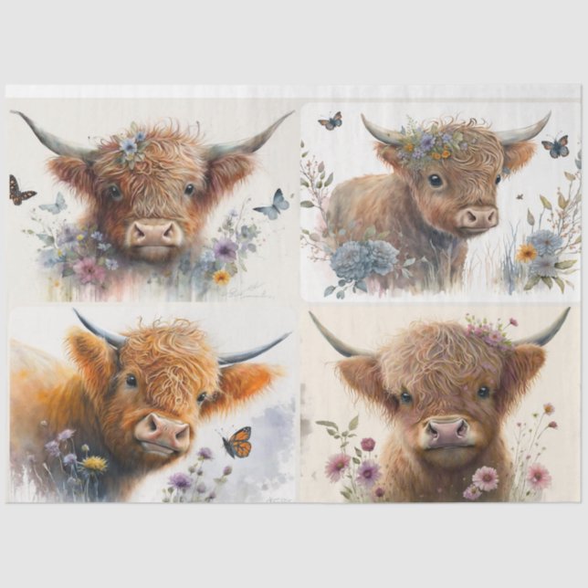 Highland Baby Calf Tissue Paper Seidenpapier (Vorderseite)