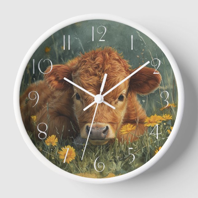 Highland Baby Cow Uhr (Vorderseite)