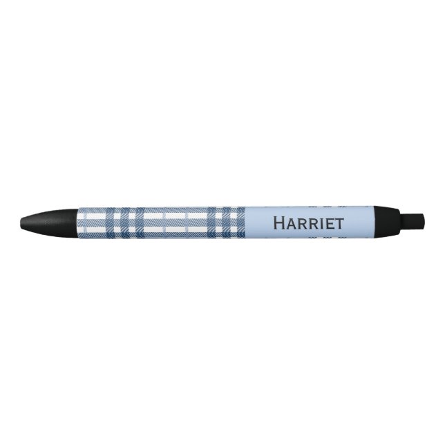 Highland Blue Plaid Custom Name  Kugelschreiber (Vorderseite)