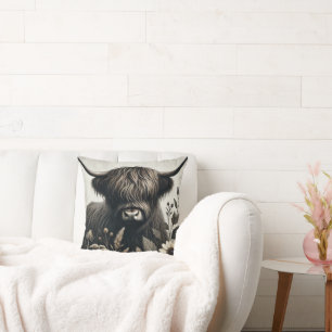 Highland Bull mit Sonnenblume Kissen