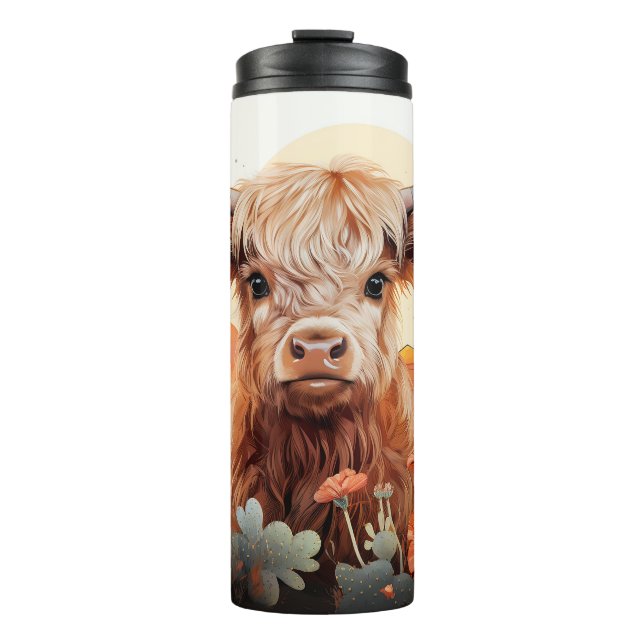 Highland Calf in der Wüste Thermosbecher (Vorderseite)