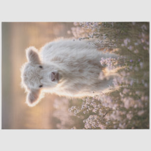 Highland Calf in Wildblumen Land Rustikale Struktu Seidenpapier