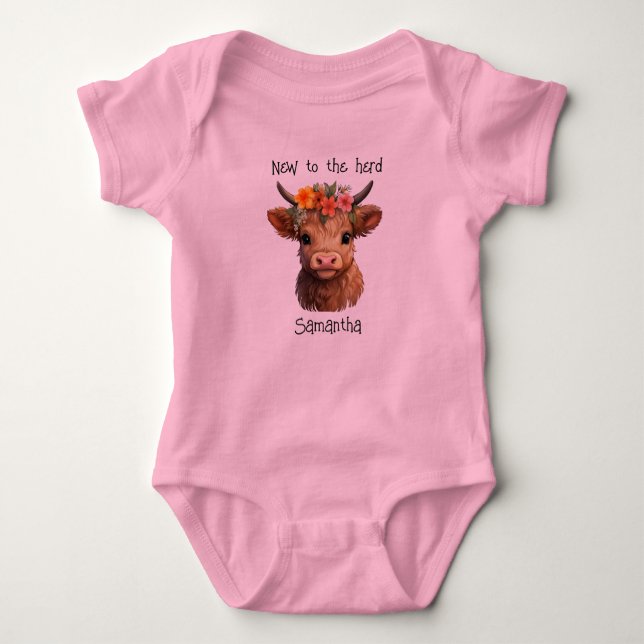 Highland Calf Personalisiert Baby Bodysuit Baby Strampler (Vorderseite)