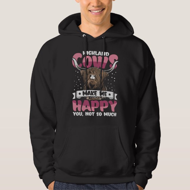 Highland Cattle Cute Highland Cows Make Me Happy f Hoodie (Vorderseite)