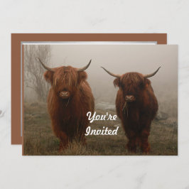 Highland Cattle Fog Foto Birthday Einladung