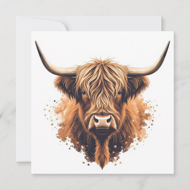 Highland Coo Greeting Card -  Karte (Vorderseite)