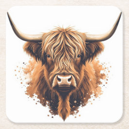 Highland-Coo-Untersetzer Rechteckiger Pappuntersetzer