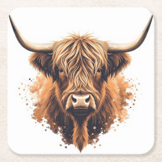 Highland-Coo-Untersetzer Rechteckiger Pappuntersetzer