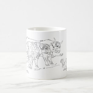 Highland "Coos" mit Scottie Dogs Coffee Tasse