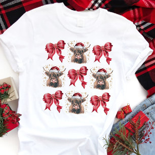 Highland Coquette Christmas Bow Tri-Blend Shirt