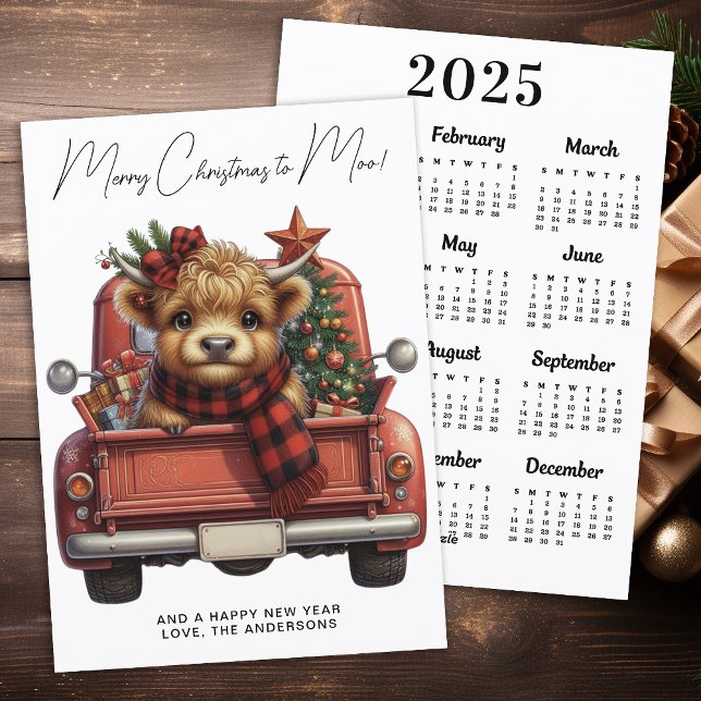 Highland Cow 2025 Calendar Red Truck Weihnachten (Von Creator hochgeladen)