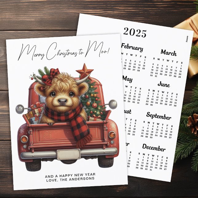 Highland Cow 2025 Calendar Red Truck Weihnachten (Von Creator hochgeladen)