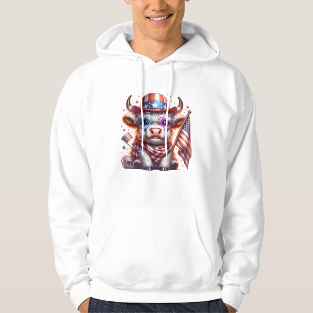 Highland Cow 4. Juli Veröffentlichung Clipart-6064 Hoodie (Vorderseite)