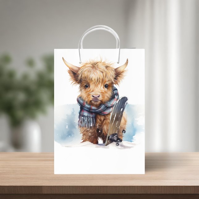 Highland Cow-abunga Gift Bag - Weiß Mittlere Geschenktüte (Von Creator hochgeladen)
