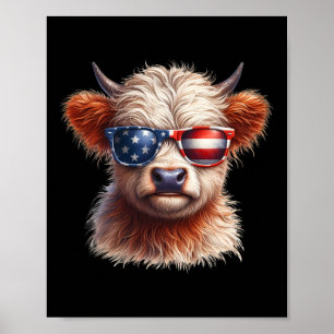 Highland Cow Amerikanische Unabhängigkeitstag Inde Poster