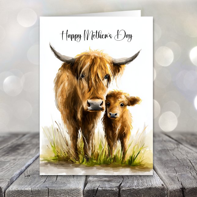 Highland Cow and Calf Mother's Day Feiertagskarte (Von Creator hochgeladen)