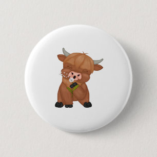 Highland Cow and Dandelion Puff Classic T - Shirt Button