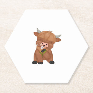 Highland Cow and Dandelion Puff Classic T - Shirt Untersetzer
