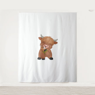 Highland Cow and Dandelion Puff Classic T - Shirt Wandteppich