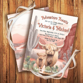 Highland Cow Baby and Mommy Baby Shower Wüste Einladung