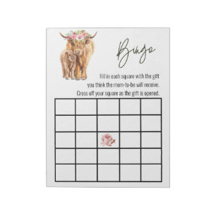 Highland Cow Baby Shower Bingo Game Notizblock