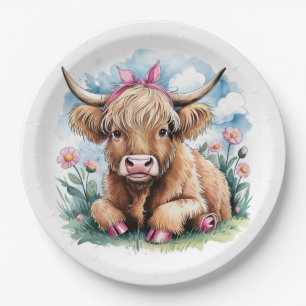 Highland Cow Baby Shower Bliss Pappteller