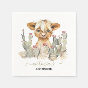 Highland Cow Baby Shower Cactus Serviette
