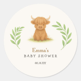 Highland Cow Baby Shower Stickers