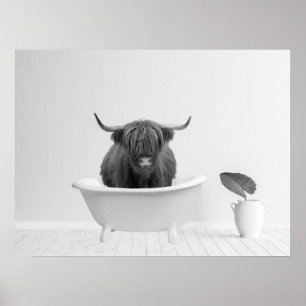 Highland Cow Badewanne Zuhause Horizontal Poster