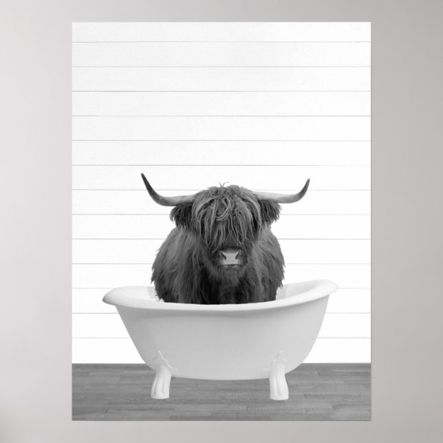 Highland Cow Bathtub Wohngestaltung Badezimmer Poster (Vorne)