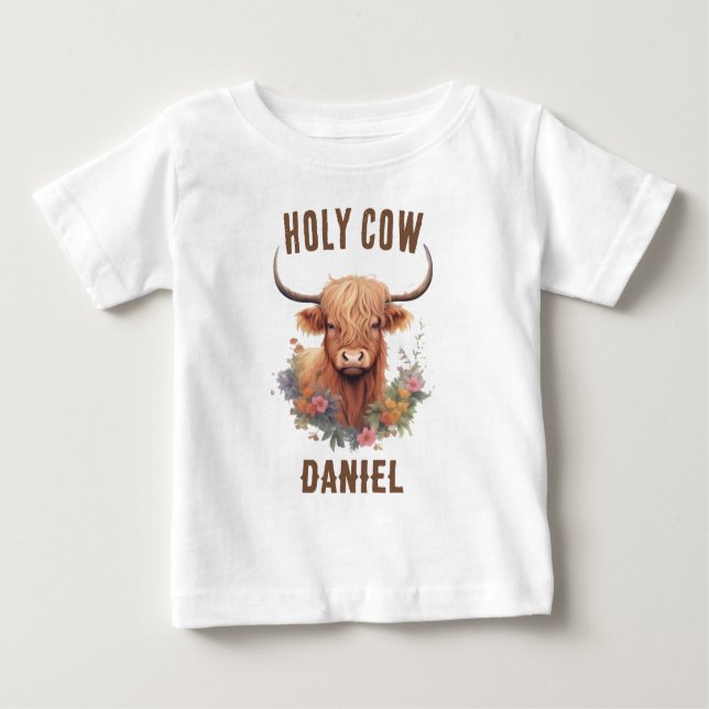 Highland Cow Birthday Baby T-shirt (Vorderseite)