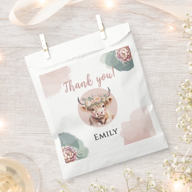 Highland Cow Birthday Favor Bags Girl Party Geschenktütchen (Ausgeschnitten)