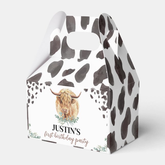 Highland Cow Birthday Favor Box Geschenkschachtel (Vorderseite)