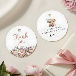 Highland Cow Birthday Girl Boho Farm Party Geschenkanhänger