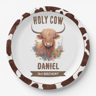 Highland Cow Birthday Pappteller
