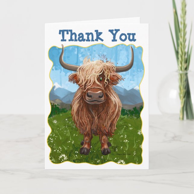 Highland Cow Birthday Party Danke (Vorderseite)