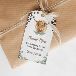 Highland Cow Birthday Party Danke Tag Geschenkanhänger