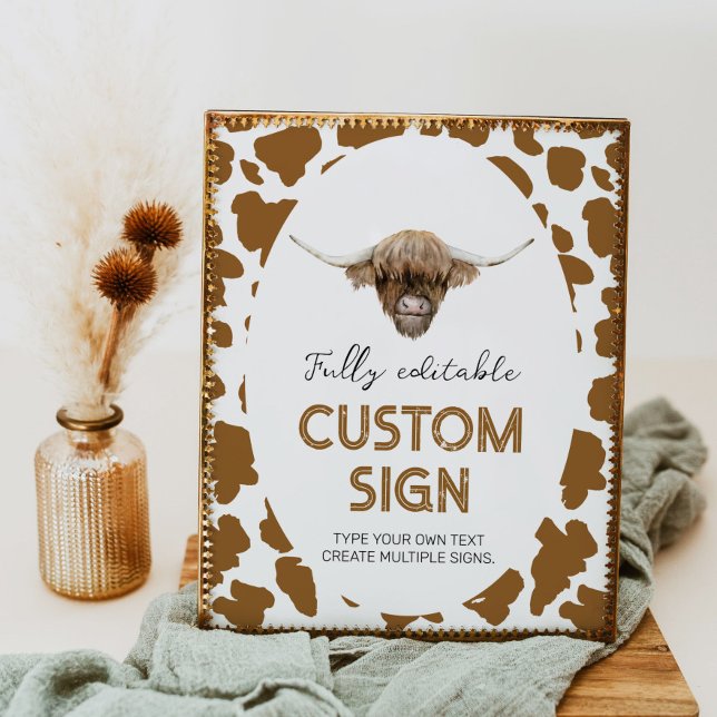 Highland Cow Birthday Party Table Sign Poster (Von Creator hochgeladen)