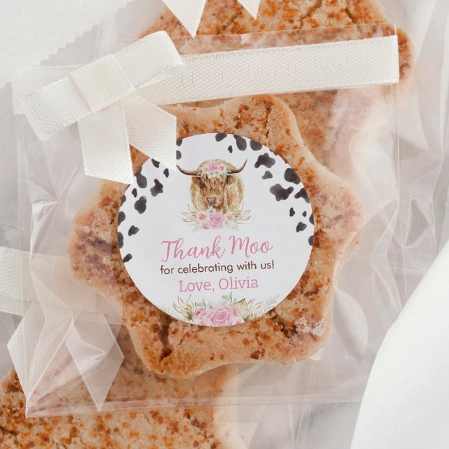 Highland Cow Birthday Sticker Labels (Von Creator hochgeladen)